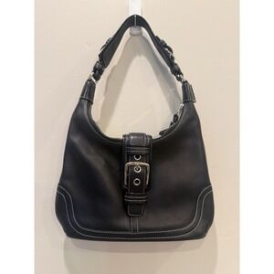 Vtg Coach Bag Black Leather Hampton Soho  Hobo Buckle E04S-7462 Y2K